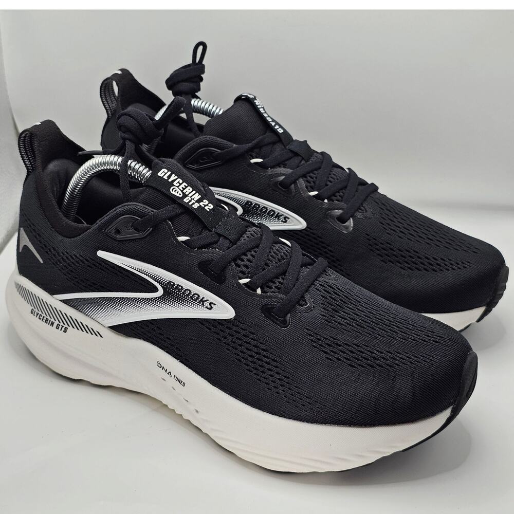 Brooks Glycerin 22 Black Grey White Womens 10.5 Wide D Running Shoes Cushioning